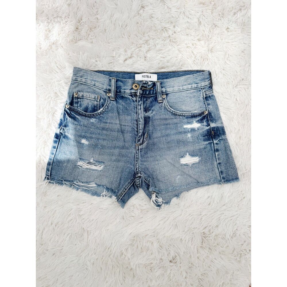 Pistola Distressed Cutoff Denim Shorts Raw Hem High Rise Size 0